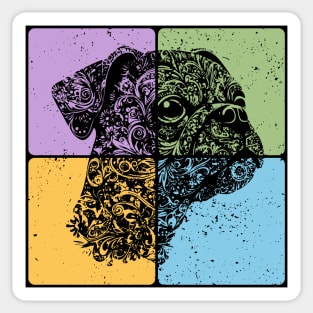 Floral Dog Silhouette Artistic Pet Design Sticker